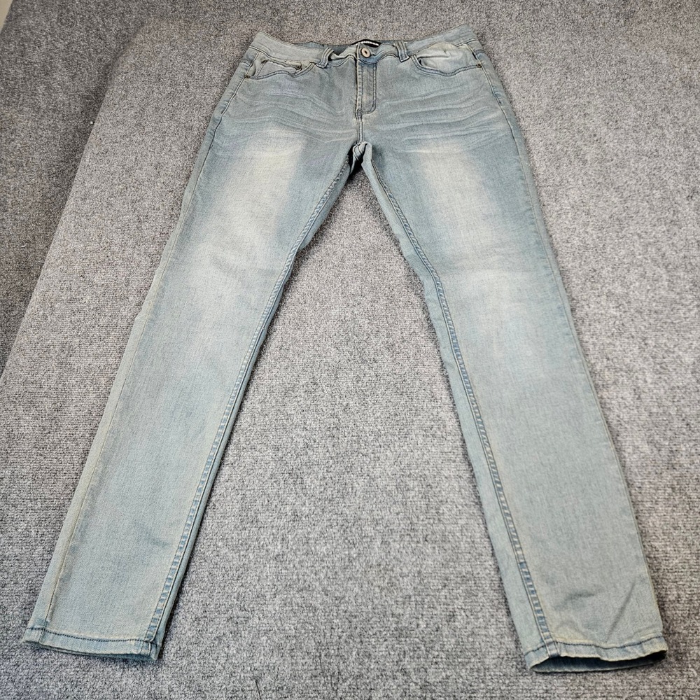 Serenede Mens Fitted Denim Jeans Light Wash Blue Stretch Slim Fit Size 36 x 33